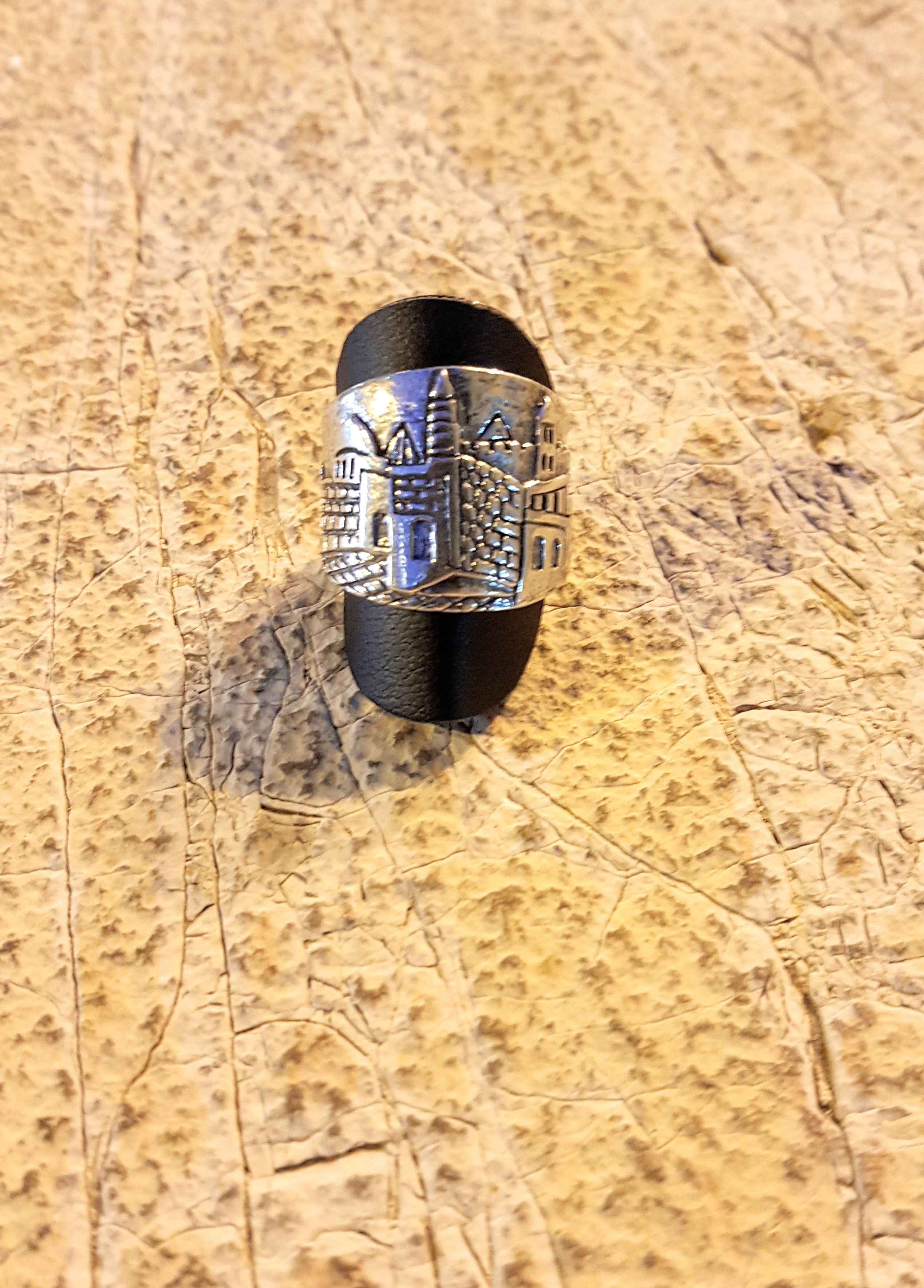 sterling silver jerusalem old city surrounding embossed ring, Israeli